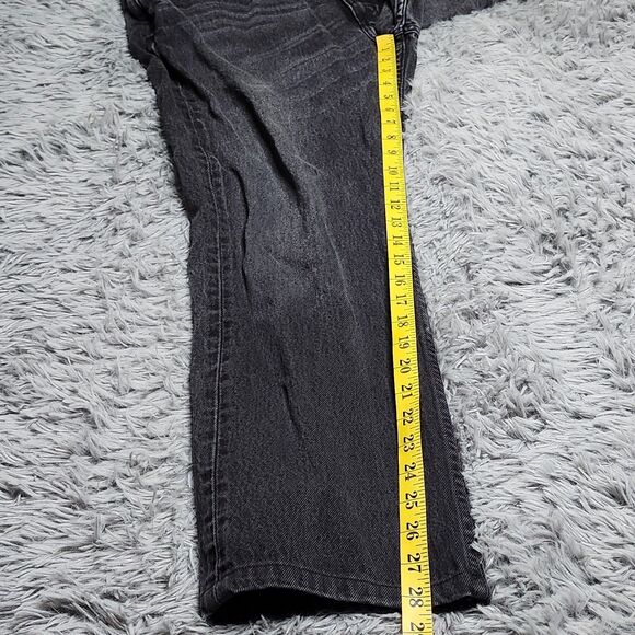 Levis 501 Mens Jeans Size 34x28 Regular Straight Fit Leg Denim Black Hemmed - Picture 6 of 16